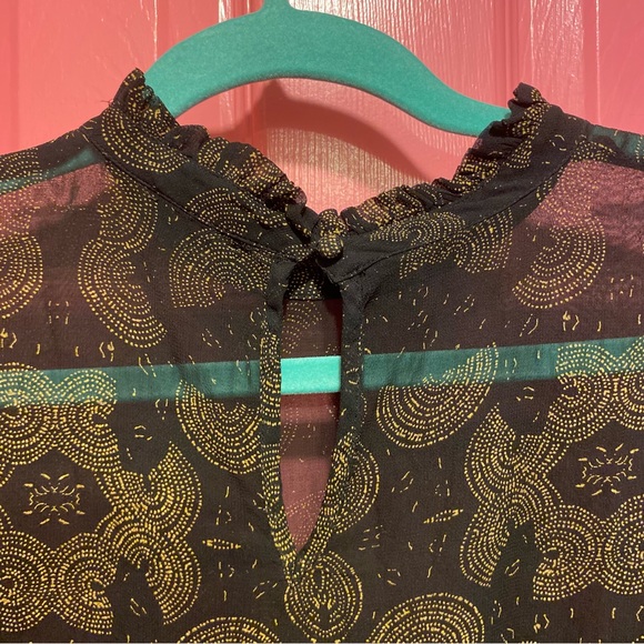 Lucky Brand Sheer Print High Neck Ruffle Blouse - Picture 7 of 10